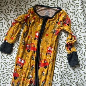 Little Sleepies Fire Truck Zip Onesie